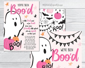 You&#39;ve Been Boo&#39;d Printable - Halloween Trick or Treat Booed card and sign - We&#39;ve been Boo&#39;d Sign - Neighborhood tradition Instant download