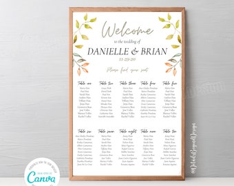 Welcome Please Find Your Seat EDITABLE Wedding Seating chart - Edit Text, Fonts and Background Color in Canva - 20"x30" Resizable - PDF JPEG