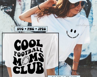 SVG • JPEG • PNG - Cool football moms club - Groovy Baseball shirt - groovy retro wavy font - file - perfect for shirts, signs and more