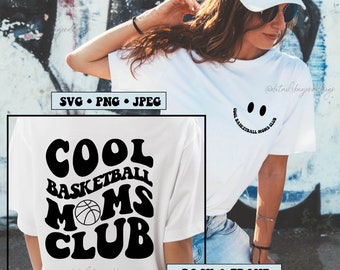 SVG • JPEG • PNG - Cool Basketball Moms Club - Groovy Basketball shirt - groovy retro wavy font - file - perfect for shirts, signs and more