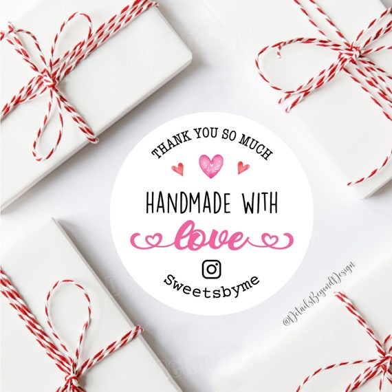 500* Thank You Stickers Handmade Love Heart Business Round Gold Gift Labels H063 500* Thank You Stickers Handmade Love Heart Business Round Gold Gift Labels H063