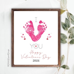 Footprint Happy Valentine's Day - 2024  -8"x10" Printable - JPEG - I (heart) YOU - Footprint Valentine's Gift - footprint - JPEG