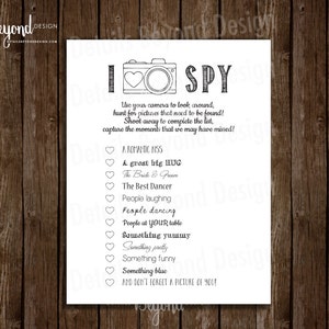 I SPY Wedding Photography Game - Carte de jeu pour enfants - Liste de contrôle de la chasse au trésor photo - Téléchargement instantané - PDF - Fichier numérique imprimable