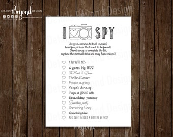 I SPY Wedding Photography Game - Children's Game card - Photo scavenger hunt checkoff list - Instant Download - PDF - Printable Digital File