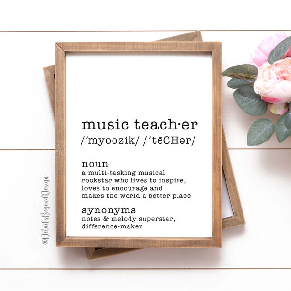 8"x10" and 5"x7" Music Teacher Definition - Art Print Music Teacher Gift - Dictionary Print - INSTANT DOWNLOAD