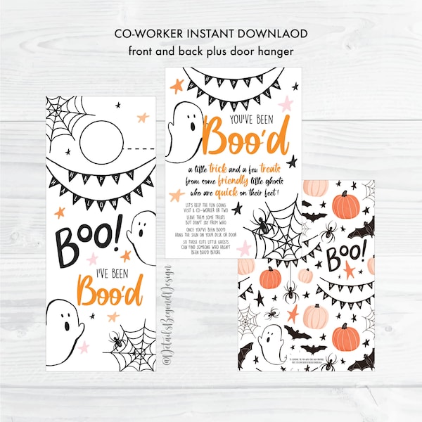 Co-Worker - You've Been Boo'd Printable - Halloween Trick or Treat Booed card and sign - I've been Boo'd Door Sign - Instant download