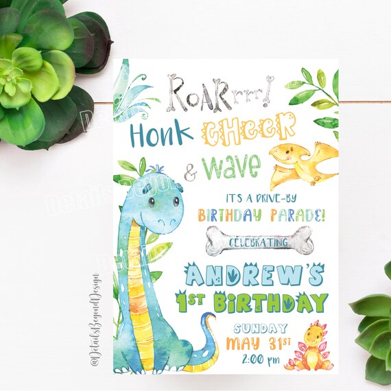 Download Dinosaur Birthday Parade Drive By Party Quarantine Birthday Invitation Digital File By Details Beyond Design Catch My Party