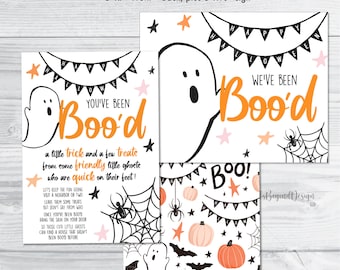 You&#39;ve Been Boo&#39;d Printable - Halloween Trick or Treat Booed card and sign - We&#39;ve been Boo&#39;d Sign - Neighborhood tradition Instant download