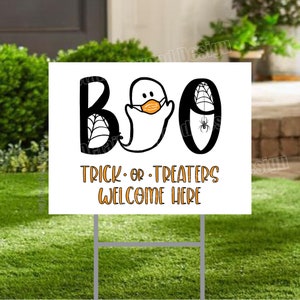 BOO Trick-or-Treaters Welcome Here - Boo Ghost Masked Ghost Yard Sign DIGITAL FILE - Halloween trick or treat - Instant Download 24&quot;x18&quot;