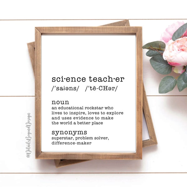 8"x10" and 5"x7" Science Teacher Definition - Science Teacher Gift - Dictionary Print - INSTANT DOWNLOAD