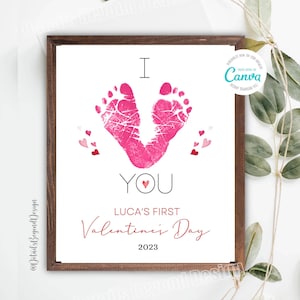 Modifiable sur toile - première Saint-Valentin - 2024 2024 2024 x 10 cm imprimable - téléchargement immédiat I (coeur) vous - cadeau de la Saint-Valentin empreinte - JPEG