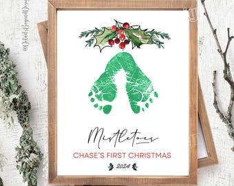 Custom Name - First Christmas - 2024  -8&quot;x10&quot; Printable - JPEG emailed - Footprint Christmas Gift - footprint - JPEG