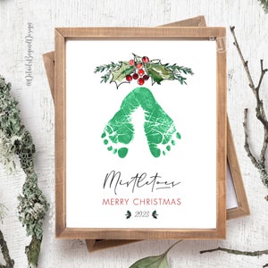 Mistletoes Merry Christmas - 2023  - 8"x10" and Printable - Instant Download Footprint Christmas Gift - Baby's footprint - JPEG PDF