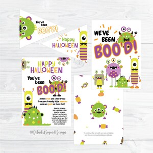 You've Been Boo'd Printable - EDITIERBAR in Canva - Little Monsters Booed Karte, Zeichen, Wimpelflaggen - We've Been Boo'd Zeichen- Sofortiger Download