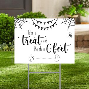 Take a Treat and Maintain 6 Feet - Happy Halloween Ghost Spider Yard Sign DIGITAL FILE - Halloween trick or treat - Instant Download 24&quot;x18&quot;