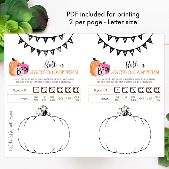 Halloween Roll a Jack-o-lantern Dice Game Children's