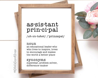 8"x10" and 5"x7" School Assistant Principal Definition - Art Print Vice Principal Gift - Dictionary - INSTANT DOWNLOAD_printable