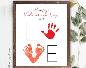 LOVE - Handprint and Footprint Valentine's Gift - Happy Valentine's day gift- 2024  -8"x10" Printable Instant Download