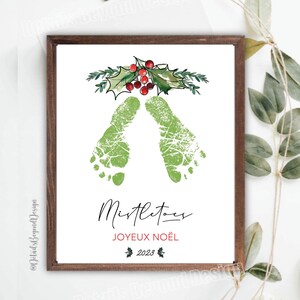 Muérdagos Joyeux Noël - 2023 - 8"x10" e imprimible - Descarga instantánea de regalo de Navidad de huella - Huella del bebé - JPEG PDF