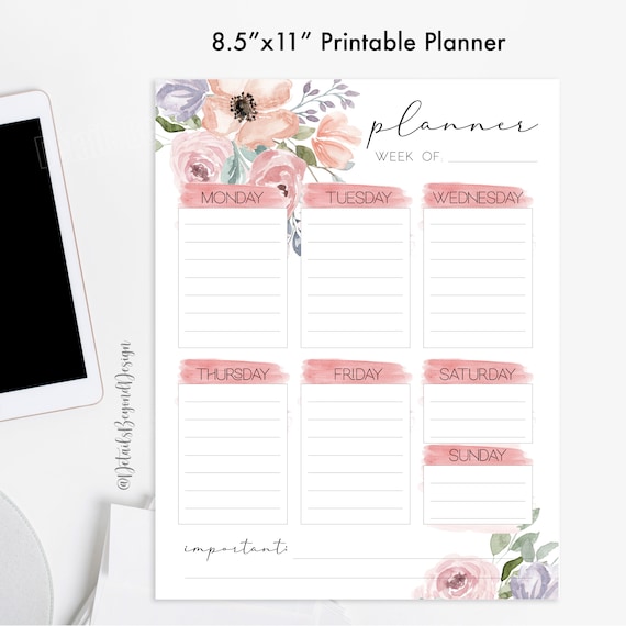 If you don't have access to a printer that will print poster size you may want to take the.xls file to your local print shop. Printable 8.5X11 Calendar : Dusty Rose Printable Weekly Schedule Blank Schedule Weekly Calendar Weekly Planner Page Instant Download Pdf And Jpeg 8 5 X11 By Details Beyond Design Catch My Party