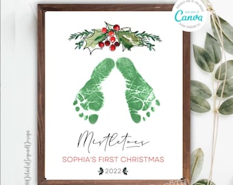 Editable on Canva -Mistletoes Printable - 2022  -8"x10" Printable - Instant Download Footprint Christmas Gift - footprint - JPEG PDF