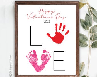 LOVE - Handprint and Footprint Valentine's Gift - Happy Valentine's day gift- 2026  -8"x10" Printable Instant Download