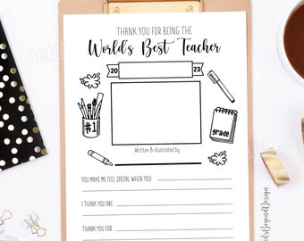 Thank you for being the World's Best Teacher 2023 - Letter - Teacher appreciation week - Teacher Thank you - PDF jpeg - INSTANT DOWNLOAD