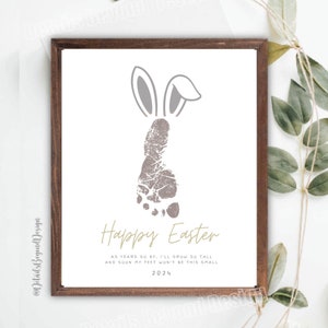 Easter Footprint Gift- As Years Go By I'll Grow so tall - Bunny Ears Footprint craft - 2024  -8"x10" Printable Instant Download