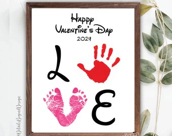 LOVE - Handprint and Footprint Valentine's Gift - Happy Valentine's day gift- 2024  -8"x10" Printable Instant Download