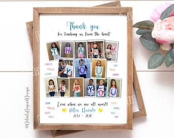 DIGITAL FILE - Thanks for teaching us from the heart - Photo Collage - Customizable - Teacher Gift Art Print 8"x10"