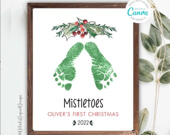 Custom Name - First Christmas - 2022  -8"x10" Printable - JPEG emailed - Footprint Christmas Gift - footprint - JPEG