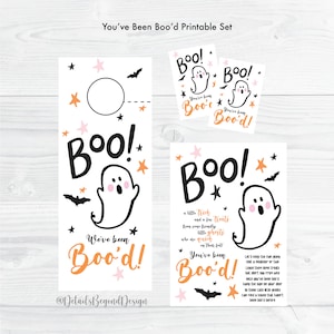 You&#39;ve Been Boo&#39;d Printable Set - Halloween Trick or Treat - Booed Card - Door Hanger - Treat Tag  - Neighborhood tradition Instant download
