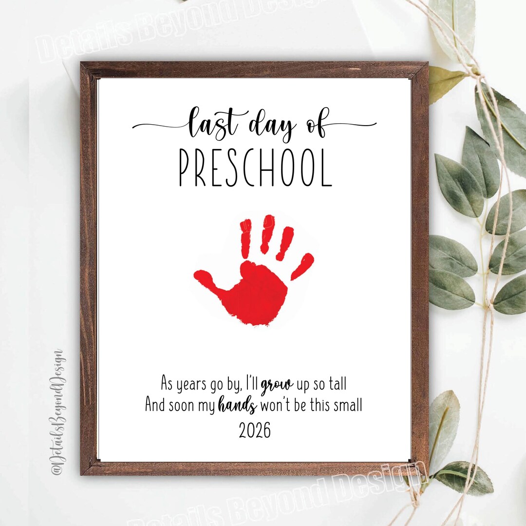 Last Day of Preschool 2026 - Handprint Art Project - Back to School ...