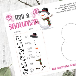 Feestdagen dobbelspel sneeuwpop - kinderspelkaart - bouw/teken een sneeuwpop kindvriendelijk spel - klassenspel - direct downloaden - pdf-jpeg