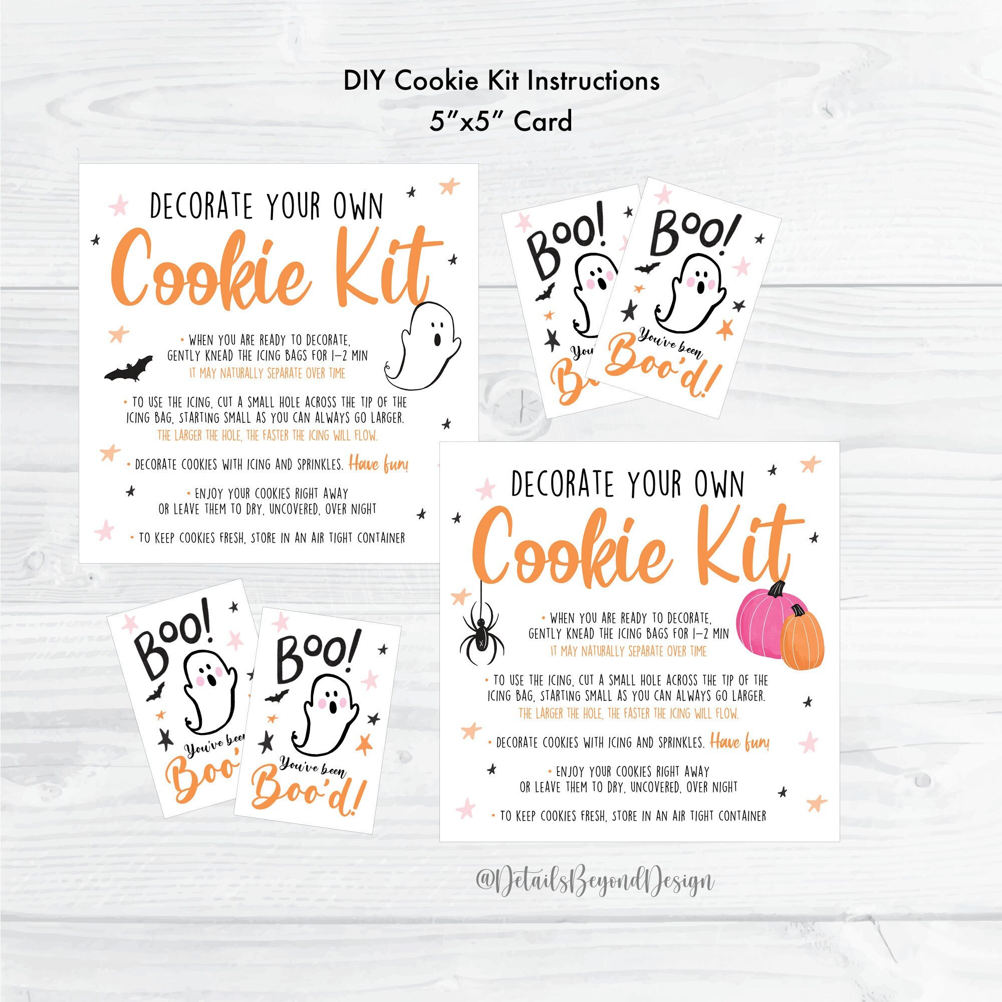 Decorate Your Own Cookie Kit - Printable Instructions -You've Been Boo'd Tags - 2"x3" Tag - Cookie Tags Gift Tags - Instant Download