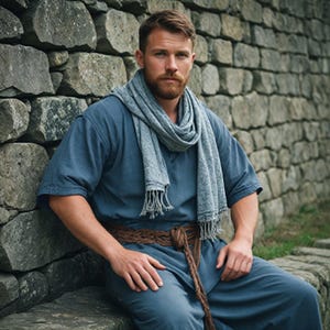Blue Medieval Tunic for Men |Rustic Peasant Costume | Historical LARP Outfit | Renaissance Festival Fantasy Look | Norse Reenactment Cosplay