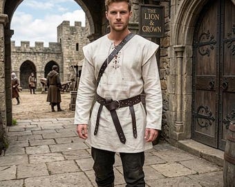 Tailor-made Authentic Viking Warrior Tunic | Nordic Lace Up Costume | Medieval Men's Norse Tunic | Historical LARP Outfit for Halloween