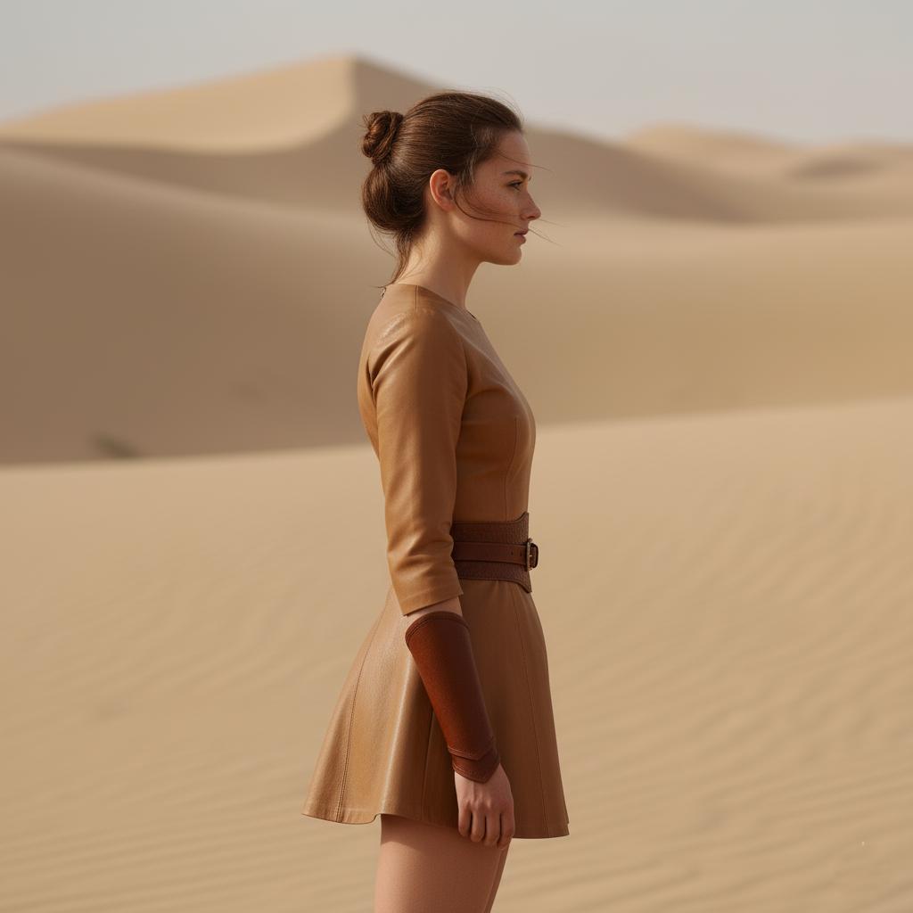 Custom Genuine Leather Mini Dress Set - Handcrafted Tan Leather Fit-and-Flare Dress with Belt & Arm Bracers Custom Genuine Leather Mini Dress Set - Handcrafted Tan Leather Fit-and-Flare Dress with Belt & Arm Bracers