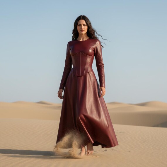 chinese dress ladies Melanie | Burgundy Vegan Leather Shift Dress