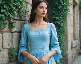 Customized Medieval Women's Dress | Blue Peasant LARP Gown | Renaissance Festival Cosplay Outfit | Historical Cottage core Bridal Attire