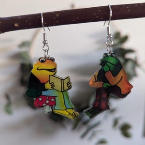 Frog & Toad Earrings: Book Lover Gift, Acrylic Jewelry