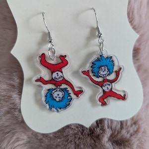 Thing 1 & Thing 2 - Ohrringe, Buchliebhaber Geschenk, Bookish Ohrringe, Geschenk für Leser, Bibliothekarin, Lehrerin, Dr. Seuss