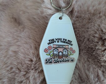 Retro Motel Style Bookstore Keychain - Gift for Book Lovers