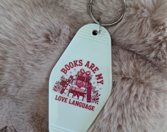 Retro Motel Style Keychain: Books Are My Love Language