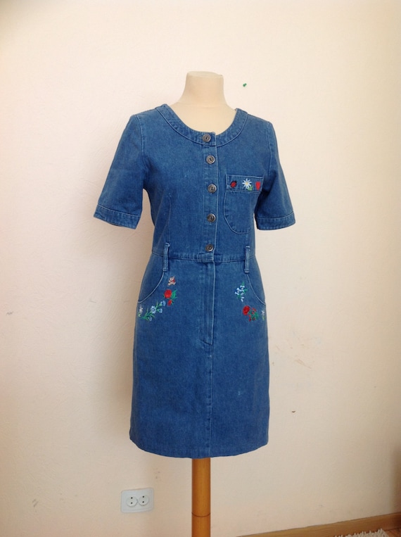 denim dress embroidered