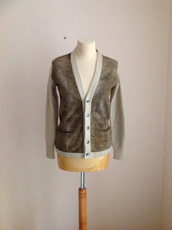Borbonese Cream Suede Wool Sweater Cardigan Small