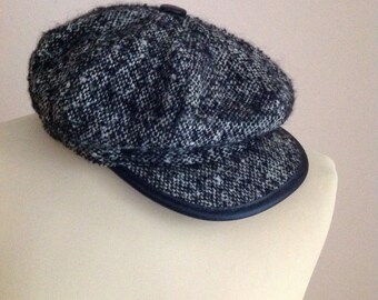 70s Tweed NewsBoy Cap Barleycorn Wool Women Men Medium