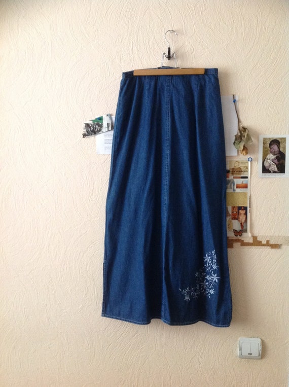 ankle length denim skirt