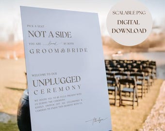 Wedding Modern Minimalist Choose a Seat, Pick a Seat Not a Side Unplugged Wedding Ceremony DIGITAL DOWNLOAD for Sign Print or Vinyl Decal