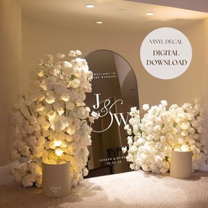 Wedding Personalized Logo Initials, Welcome Mirror DIGITAL DOWNLOAD Decal and Sticker, Customizable Names Entrance Sign, Vinyl Transfer DIY